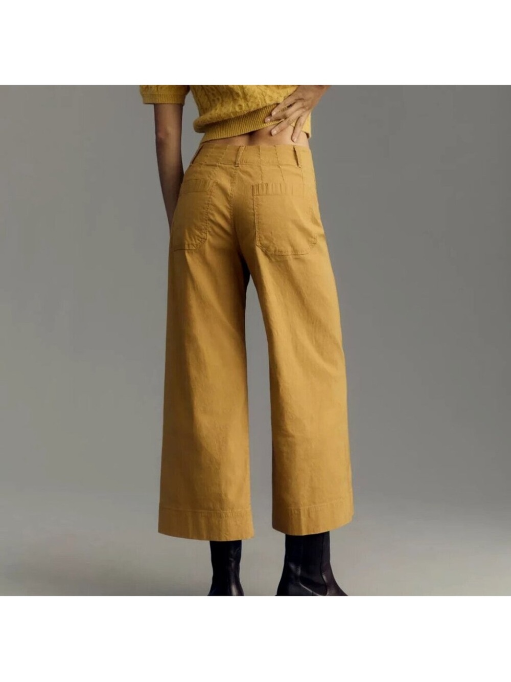 Anthropologie Maeve Colette Tan Linen Blend Wide Leg Cropped Pant Size 32 - Picture 2 of 10